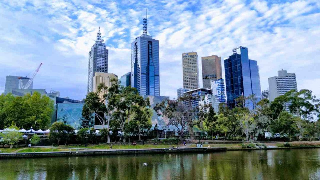 Melbourne City Behind Tree-lined Yarra River