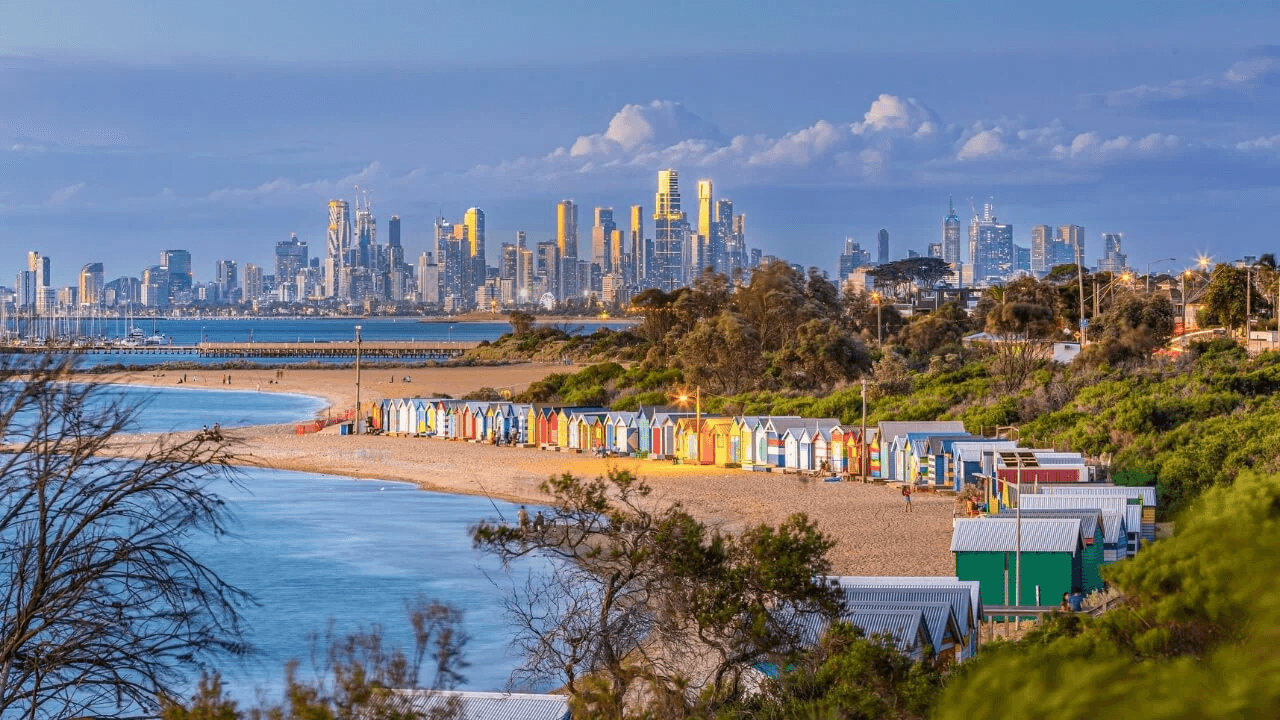 Brighton Beach Melbourne from a distance